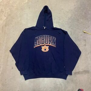 Y2K Baggy Oversized Auburn University Russell Athletic Navy Blue Hoodie size XXL